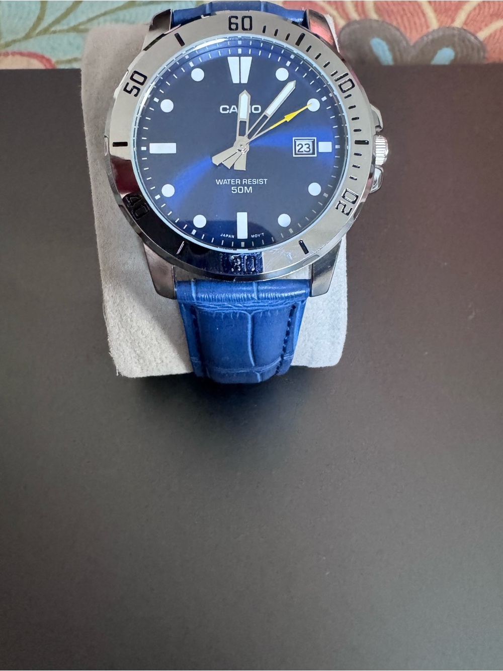 Casio Blue Dial Men's Watch with Blue Leather Strap